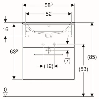 Set PROMO mobilier baza si lavoar Geberit Selnova Square 58,8x48xH63,5 cm maro