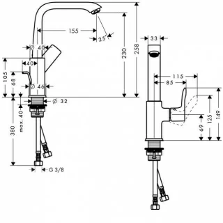 Baterie lavoar cu monocomanda Hansgrohe Metris 230 