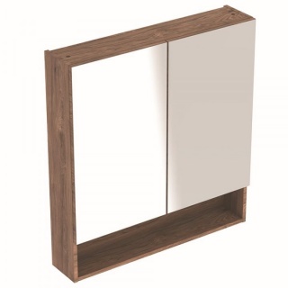 Dulap cu oglinda Geberit Selnova Square cu doua usi 78,8×17,5xH85 cm maro