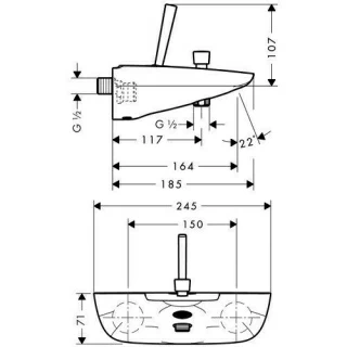 Baterie cada cu monocomanda Hansgrohe Puravida alb-crom
