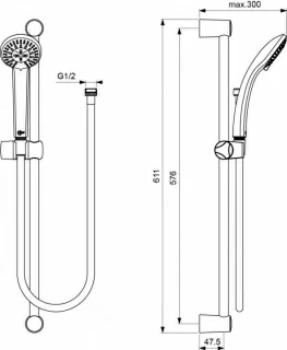 Set PROMO baterii 3 in 1 Ideal Standard Alpha, baterie lavoar, baterie cada si set de dus Ideal Stream