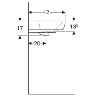 Lavoar Geberit Selnova Square 50x42xH17 cm fara orificiu baterie