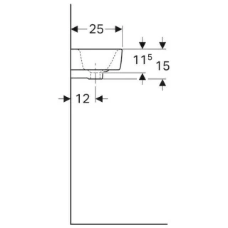 Lavoar Geberit Selnova Compact cu blat proiectie mica dreapta 50x25xH15 cm