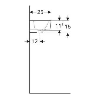 Lavoar Geberit Selnova Compact cu proiectie mica asimetrica dreapta 50x25xH15 cm