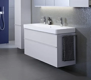 Lavoar Geberit Smyle Square suspendat 120x48xH16,5 cm cu doua orificii