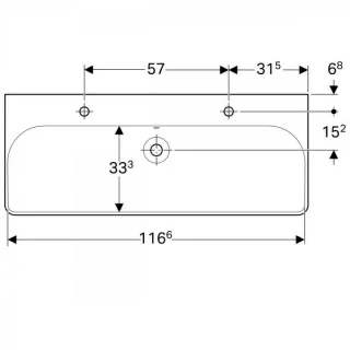 Lavoar Geberit Smyle Square suspendat 120x48xH16,5 cm cu doua orificii