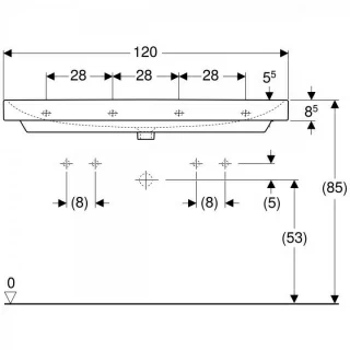 Lavoar Geberit Smyle Square suspendat 120x48xH16,5 cm cu doua orificii