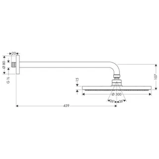 Palarie dus Hansgrohe Raindance 300 cu brat 46 cm 