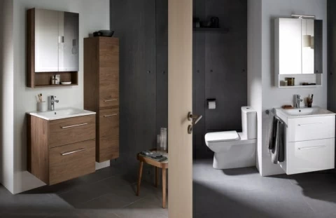 Set PROMO mobilier baza si lavoar Geberit Selnova Square 58,8x48xH63,5 cm maro