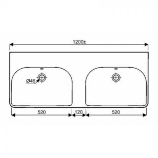 Lavoar dublu Geberit Smyle Square 120x48xH16,5 cm fara orificiu baterie