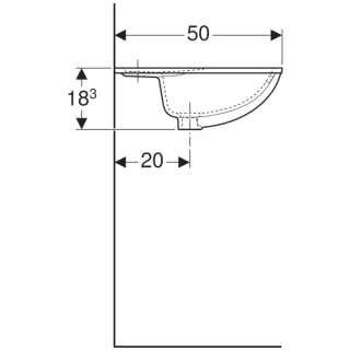 Lavoar Geberit Selnova Square sub blat 60x50xH18,3 cm 