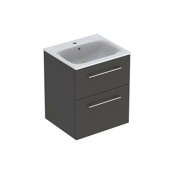Set PROMO mobilier baza suspendat si lavoar Geberit Selnova Square doua usi antracit 55x50xH65 cm