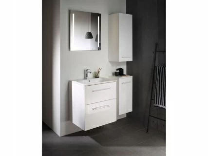 Set PROMO mobilier baza suspendat si lavoar Geberit Selnova Square doua usi alb lucios 55x50xH65 cm