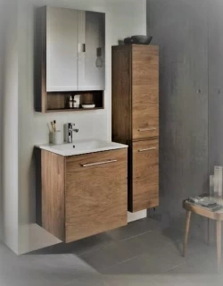 Set PROMO mobilier baza suspendat si lavoar Geberit Selnova Square maro deschis 60x50xH65 cm