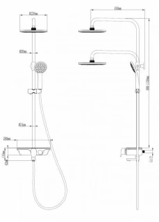 Sistem dus Sanotechnik 86-121x28x55cm alb-crom