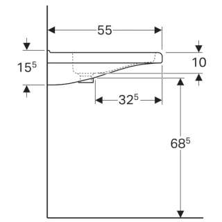 Lavoar suspendat Geberit Selnova Comfort Square 65x55xH16 cm fara preaplin si fara orificiu de robinet