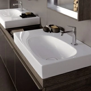 Lavoar Geberit Citterio baterie dreapta si blat stanga 75x50xH16 cm