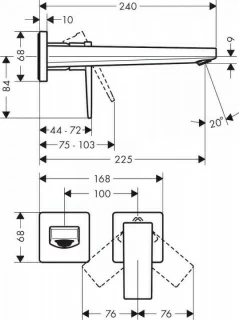 Baterie lavoar Hansgrohe Metropol 225 mm negru mat