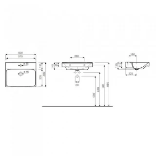 Lavoar Geberit Xeno² 60x48xH14 cm fara preaplin