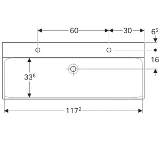Lavoar Geberit Xeno² 120x48xH14 cm 2 orificii, fara preaplin