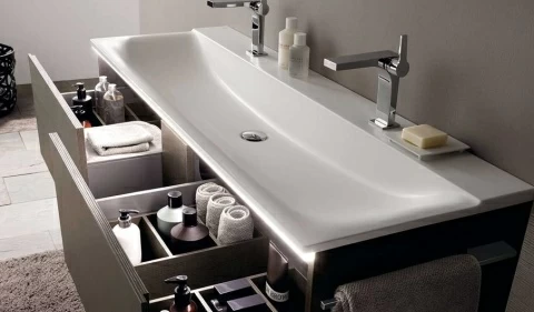 Lavoar Geberit Xeno² 120x48xH14 cm 2 orificii, fara preaplin