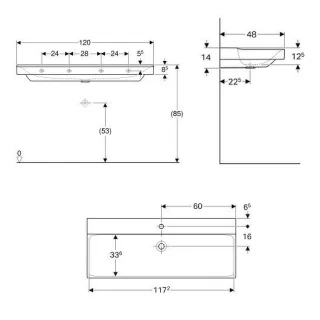 Lavoar Geberit Xeno² 120x48xH14 cm fara preaplin 