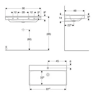 Lavoar Geberit Xeno² 90x48xH14 cm fara preaplin 