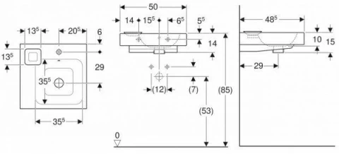 Lavoar pe blat Geberit Icon cu bol decorativ stanga