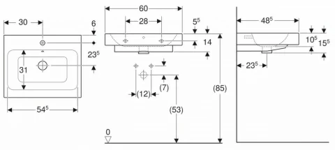 Lavoar pe blat Geberit iCon 60x49xH16 cm