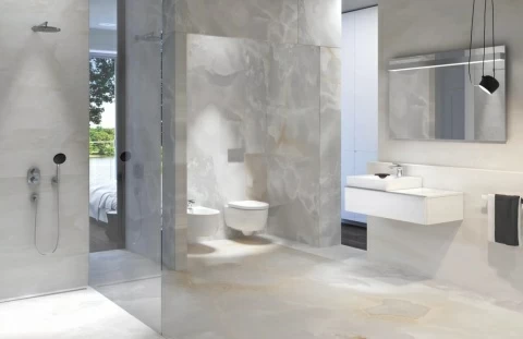 Lavoar pe blat Geberit Icon cu bol decorativ stanga