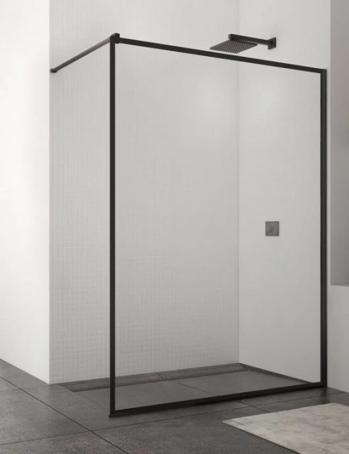  Cabina dus Walk-in SanSwiss Easy Loft 79 profil negru 140xH200 cm