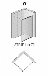  Cabina dus Walk-in SanSwiss Easy Loft 79 profil alb 100xH200 cm