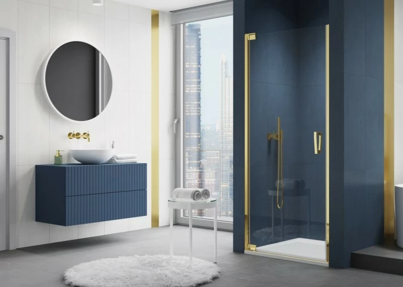 Usa de nisa batanta SanSwiss Cadura 100xH200 cm profil auriu varianta stanga
