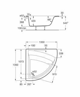 Cada de colt Roca Easy 135x135xH55 cm