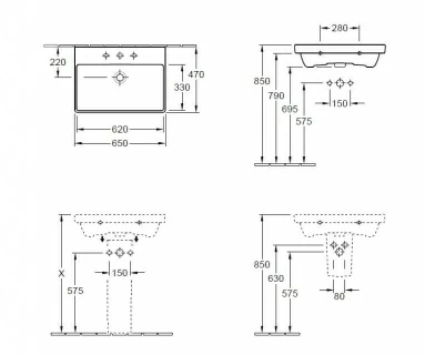 Lavoar suspendat Villeroy & Boch Avento 65x47 cm