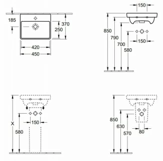 Lavoar suspendat Villeroy & Boch Avento 45x37 cm