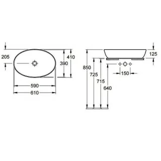 Lavoar pe blat Villeroy & Boch Artis oval 61x41xH13 cm