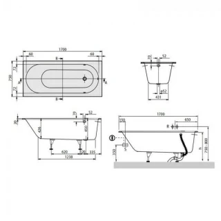 Cada incastrata Villeroy&Boch Oberon Quaryl 170x75 cm