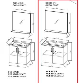 Set PROMO mobilier si lavoar Kolpasan Evelin alb 80x44xH65 cm