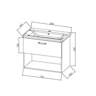 Set PROMO mobilier si lavoar Kolpasan Evelin stejar 80x44xH65 cm
