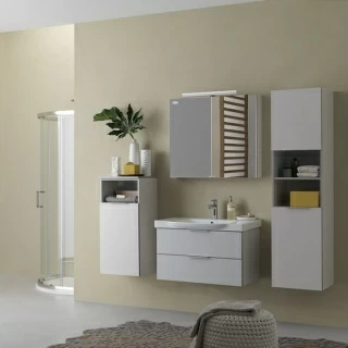 Dulap Kolpasan Lana 80xH70 cm gri cu 2 usi si oglinda