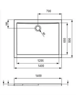 Cadita dus Ideal Standard acril rectangulara ultra slim 140x80xH4 cm