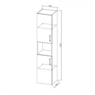 Dulap Kolpasan Evelin inalt suspendat 2 usi si polita 170cm gri
