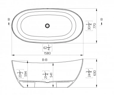 Cada freestanding Cast Marble Alexia 158x77xH63 cm fara preaplin