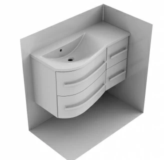 Lavoar Oristo Opal stanga alb lucios 90x45 cm, cuva stanga