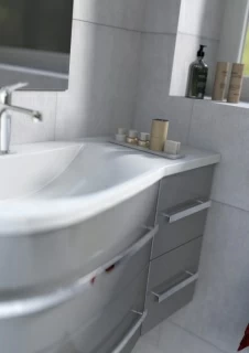 Baza lavoar Oristo Opal suspendat stanga gri lucios 90x45xH50 cm