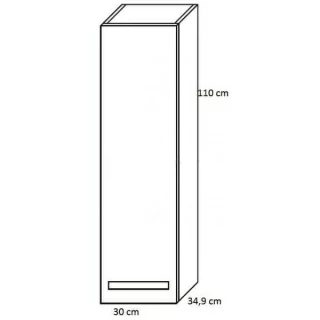 Dulap inalt suspendat Oristo Opal gri lucios 35x30xH110 cm