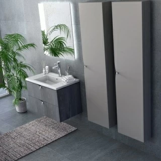 Dulap Oristo Siena inalt suspendat 40x17xH160 cm 1 usa SoftClose alb lucios