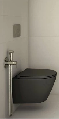 Set vas wc Rak Ceramics Feeling Rimless negru mat 52x36XH32 cm si capac 