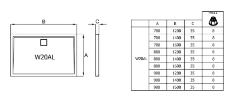 Cadita dus SanSwiss Livada W20AL 160x70xH3,5 cm marmura sintetica alba